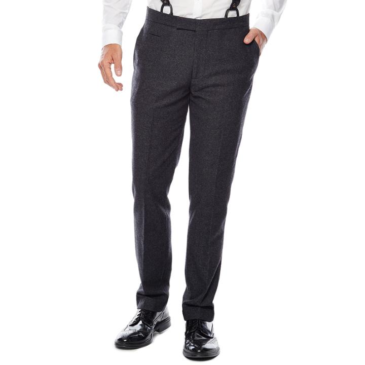Wd. Ny Charcoal Twill Flat-front Suit Pants - Slim Fit