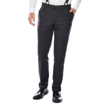 Wd. Ny Charcoal Twill Flat-front Suit Pants - Slim Fit