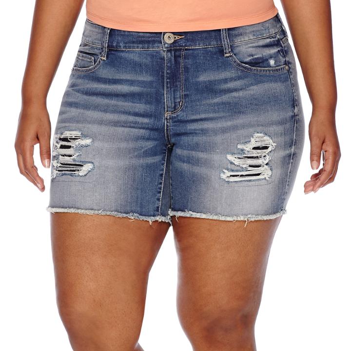 Arizona Midi Denim Shorts - Juniors Plus