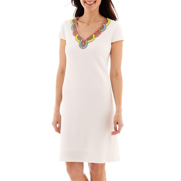 Rn Studio By Ronni Nicole Jeweled-neck Sheath Dress - Petite