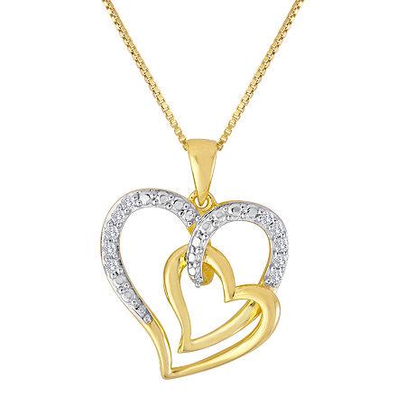 Forevermine 1/10 Ct. T.w. Diamond 14k Yellow Gold/sterling Silver Heart Pendant