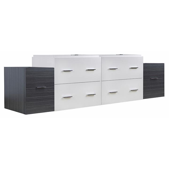 74.5-in. W 17.8-in. D Modern Wall Mount Plywood-veneer Vanity Base Set Only In White-dawn Grey