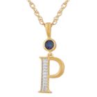 P Womens Lab Created Blue Sapphire 14k Gold Over Silver Pendant Necklace
