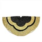 48 Black And Gold Embossed Velvet Silk Brocade And Metallic Trim Scallop Christmas Tree Skirt