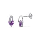Heart-shaped Genuine Amethyst And Diamond-accent Earrings