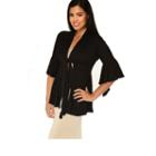 24/7 Comfort Apparel Women's 3/4 Bell Sleeve Shrugwith Front Tie