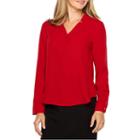 Black Label By Evan-picone Long Sleeve Y Neck Crepe Blouse