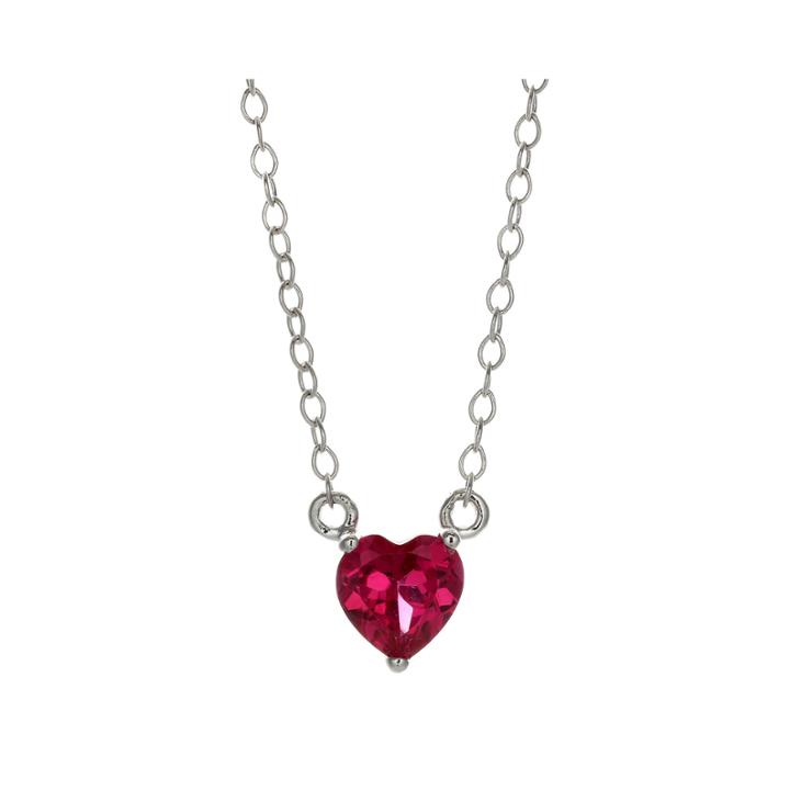 Lab-created Ruby Sterling Silver Heart Pendant Necklace