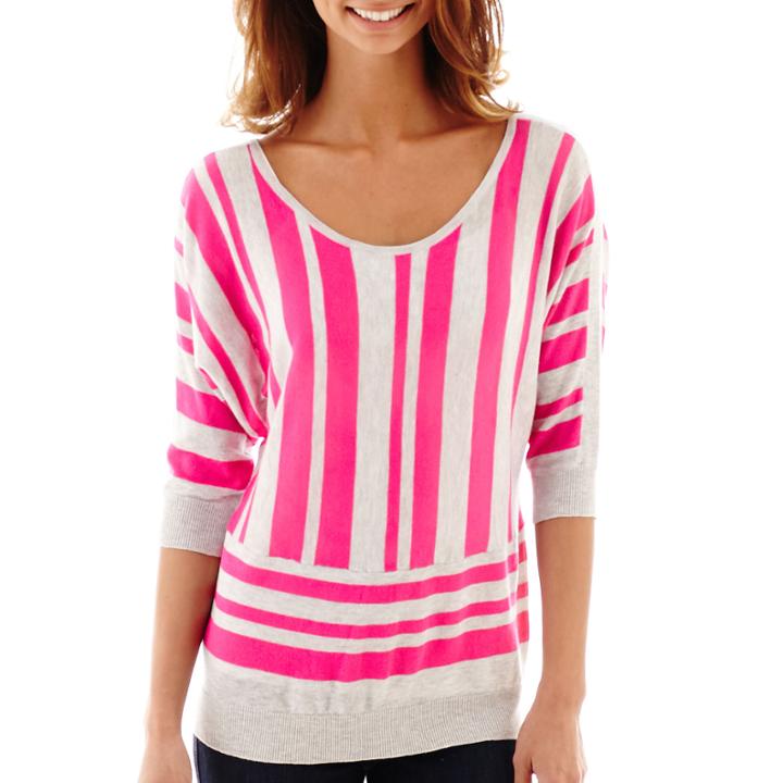 A.n.a 3/4-sleeve Striped Sweater