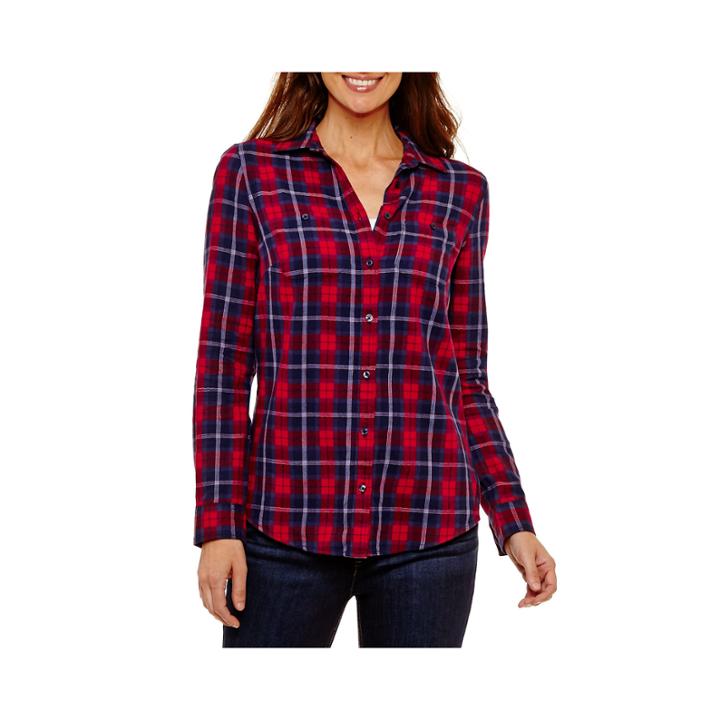 St. John's Bay Long Sleeve Camp Shirt
