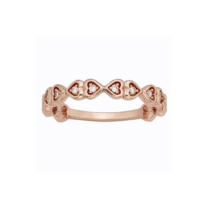 1/10 Ct. T.w. Diamond 10k Rose Gold Hearts Promise Ring