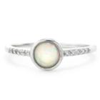 Silver Treasures Bezel Set Cubic Zirconia Accent Womens White Sterling Silver Stackable Ring