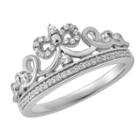 Enchanted Disney Fine Jewelry 1/6 C.t.t.w. Diamond Sterling Silver Snow White Crown With Bow Ring