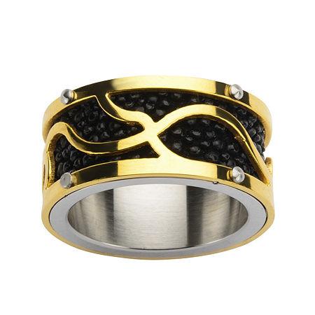 Mens Tri-tone Stainless Steel Stingray Ring