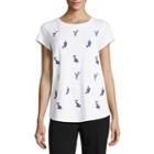 Liz Claiborne Short Sleeve Embroidered Tee- Talls
