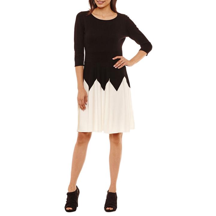 Danny & Nicole 3/4 Sleeve Sweater Dress-petite