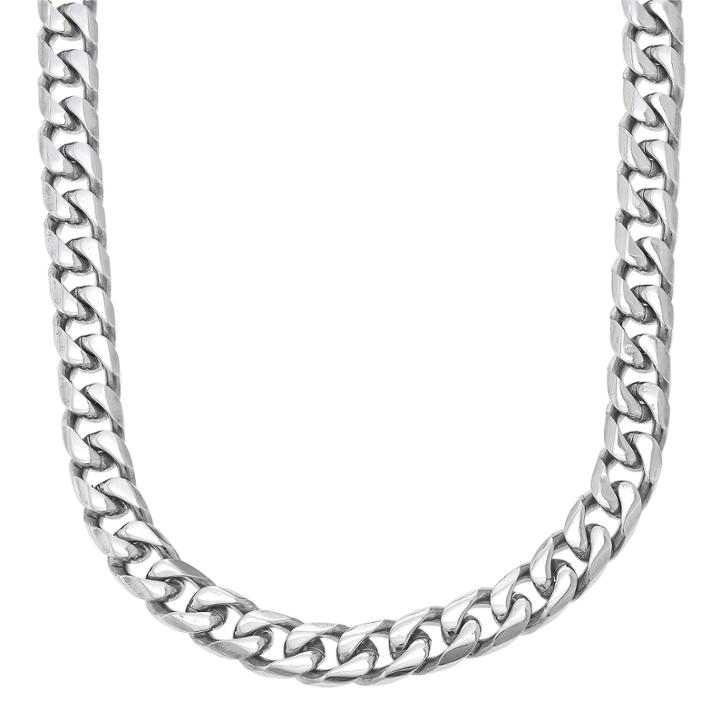 Mens Stainless Steel 22 11mm Beveled Curb Chain