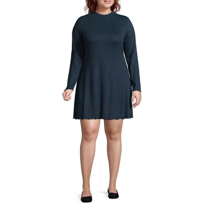 Arizona Long Sleeve Fit & Flare Dress-juniors
