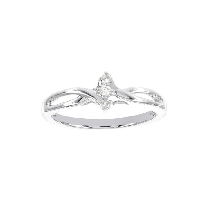 Diamond-accent Sterling Silver 3-stone Promise Ring