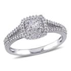3/8 Ct. T.w. Diamond Sterling Silver Halo Engagement Ring