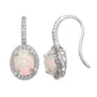 Lab Created White Opal Oval Drop Earrings