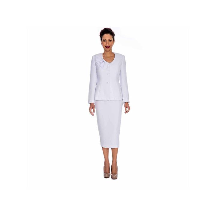 Giovanna Signature Women's Mock 3-piece Bow Collar Skirt Suit
