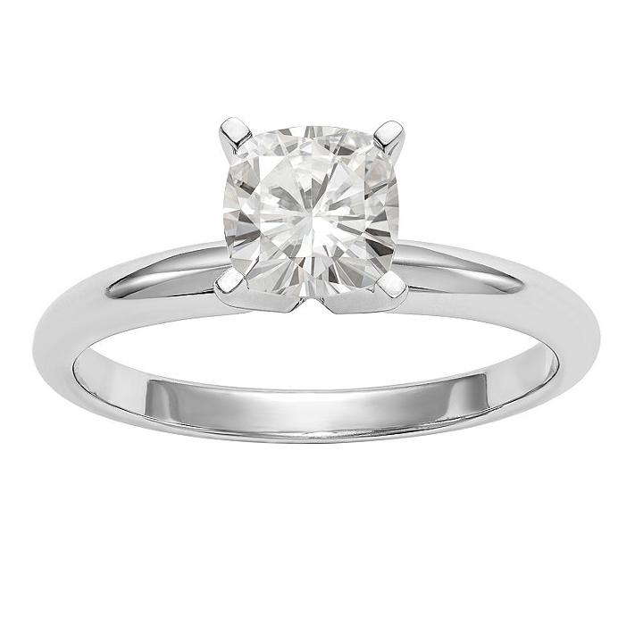 Womens 5/8 Ct. T.w. Cushion White Moissanite 14k Gold Engagement Ring