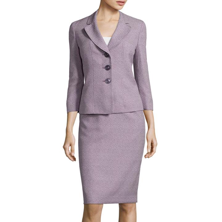 Le Suit Long-sleeve Tweed Jacket And Skirt Suit Set