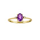 Genuine Purple Amethyst Diamond-accent 14k Yellow Gold Ring