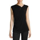 Liz Claiborne Short Sleeve Drape Neck Knit Blouse