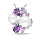 Cultured Freshwater Pearl And Genuine Amethyst Pendant Necklace