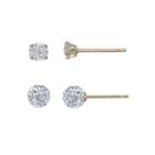 2 Pair Cubic Zirconia 10k Gold Earring Sets