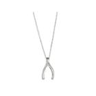 Sterling Silver Rhodium High Poilished Wish Bone 18 Pendant Necklace