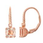 Simulated Morganite & Diamond Accent 14k Rose Gold Over Sterling Silver Earrings
