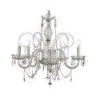 5-light Venetian-style Crystal Chandelier With Pink Crystal Hearts