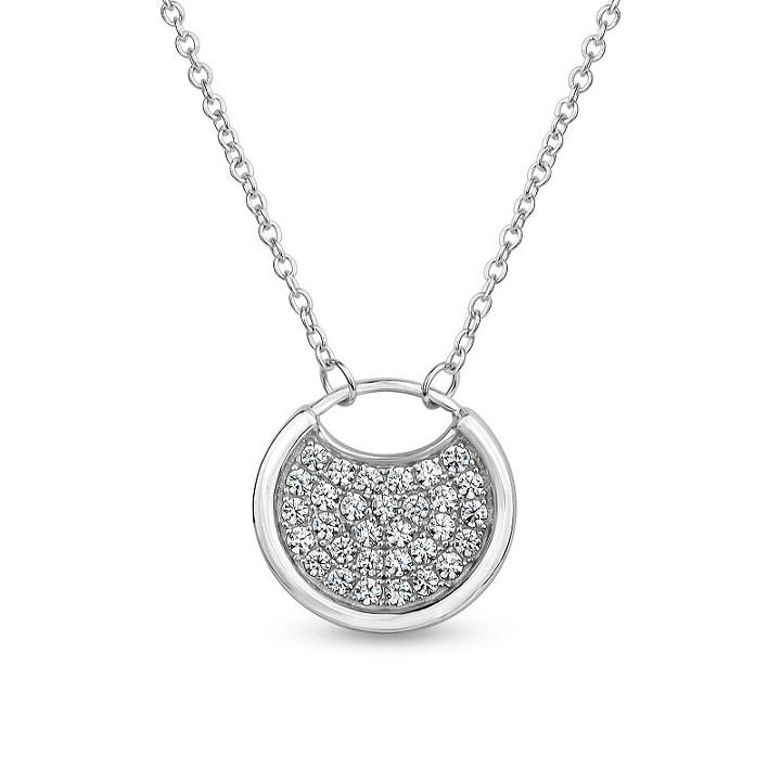 Sterling Silver 3-in-1 Cubic Zirconia Circle Drop Necklace