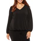 Alyx Long Sleeve V Neck Knit Blouse - Plus