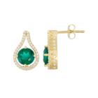Lab Created Green Emerald 16mm Round Stud Earrings