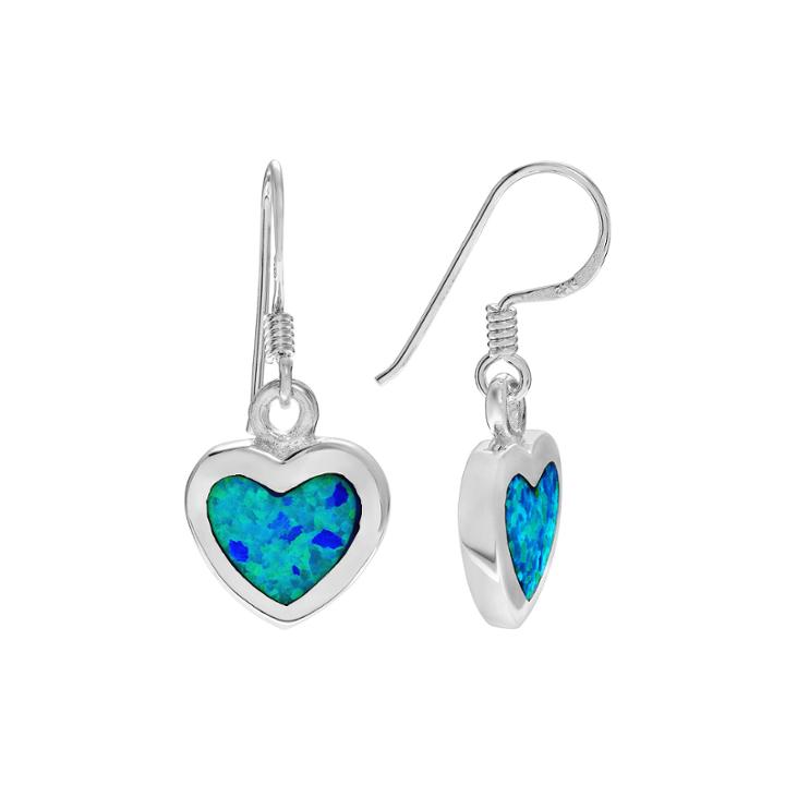 Simulated Blue Opal Sterling Silver Dangle Earrings
