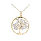 14k Gold Over Silver Crystal Tree Of Life Pendant Necklace