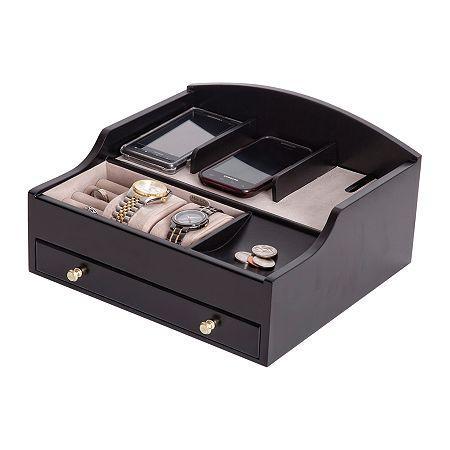 Mele & Co. Mens Java-finish Jewelry Box & Charging Station