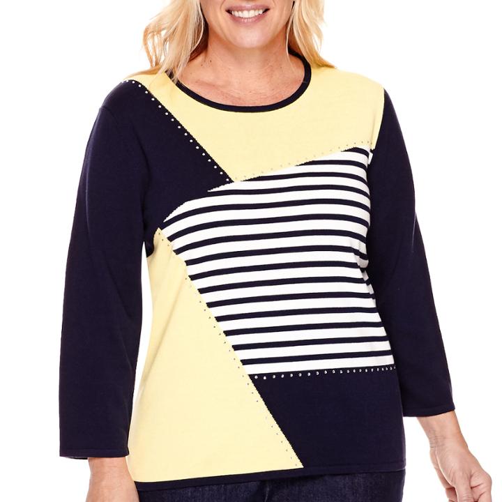 Alfred Dunner Sausilito 3/4-sleeve Colorblock Sweater - Plus