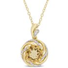Womens Diamond Accent Genuine Yellow Citrine 18k Gold Over Silver Pendant Necklace