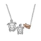 Diamond-accent Two-tone Turtle Pendant Necklace