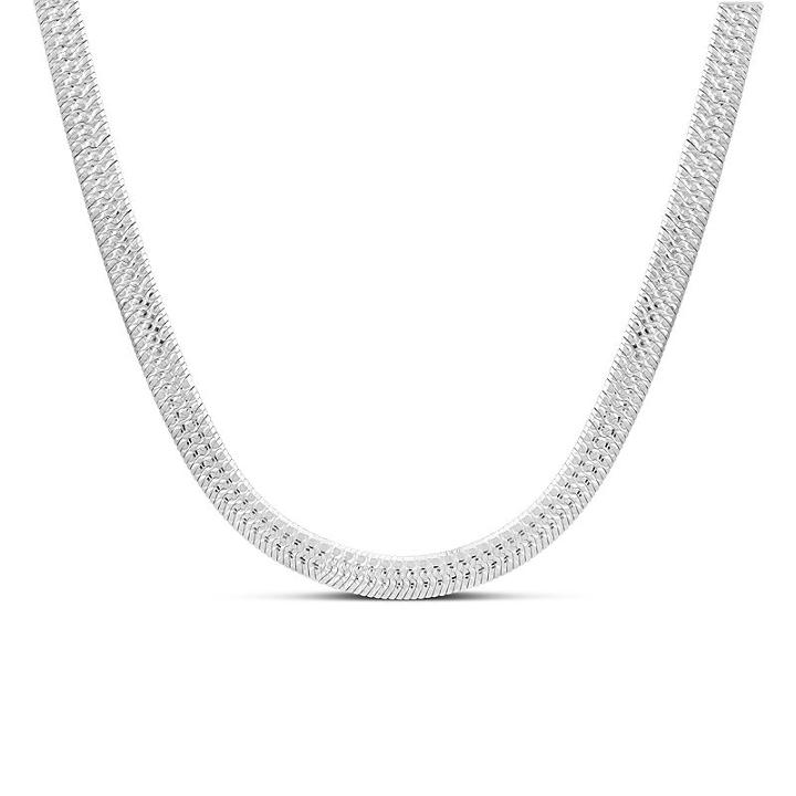 Sterling Silver Solid Herringbone 18 Inch Chain Necklace