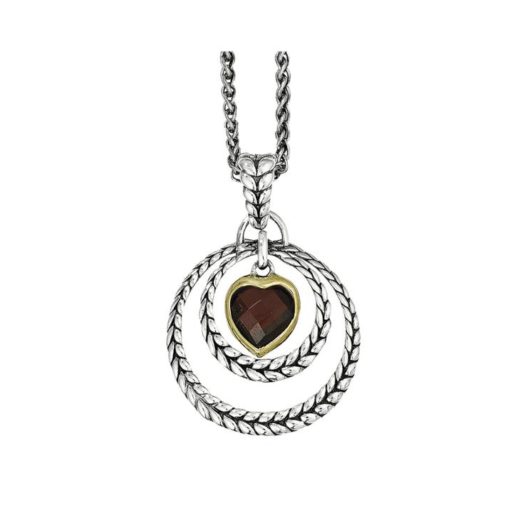 Shey Couture Genuine Garnet Heart Pendant Necklace