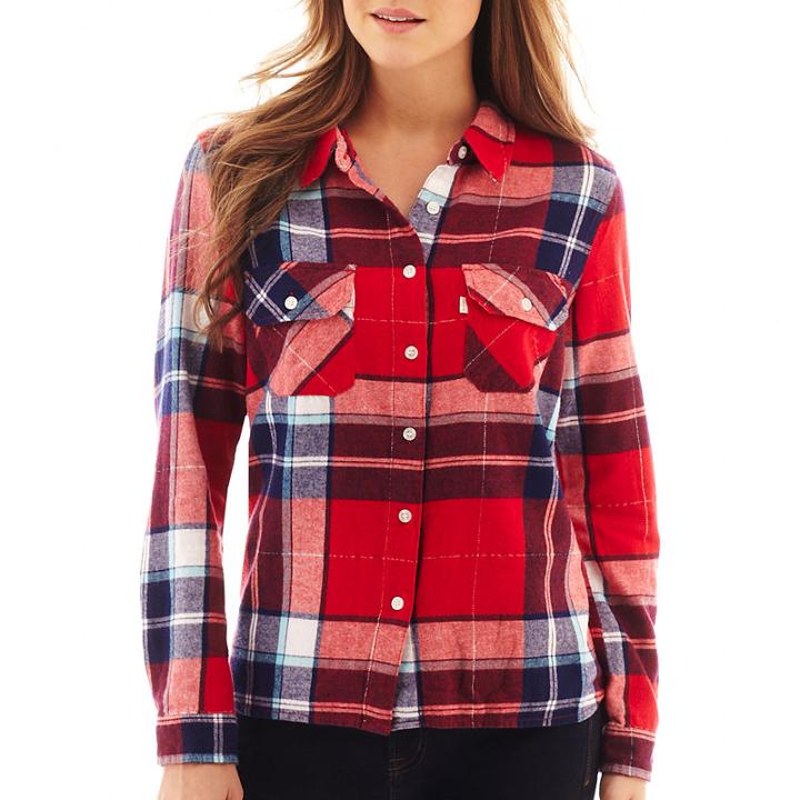 Levis Long-sleeve Plaid Boyfriend Shirt