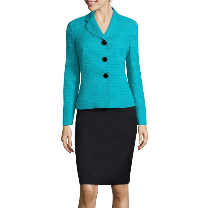 Le Suit Long-sleeve Pique Stripe Skirt Suit Set