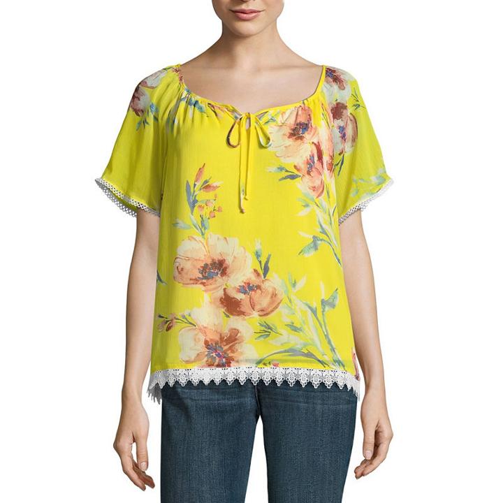 Alyx Short Sleeve Square Neck Woven Blouse