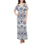 Msk Short Sleeve Cold Shoulder Maxi Dress